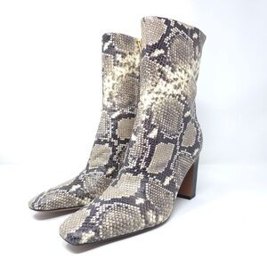 Franco Sarto Briar Grey Snake Print Snip Toe Heel Booties